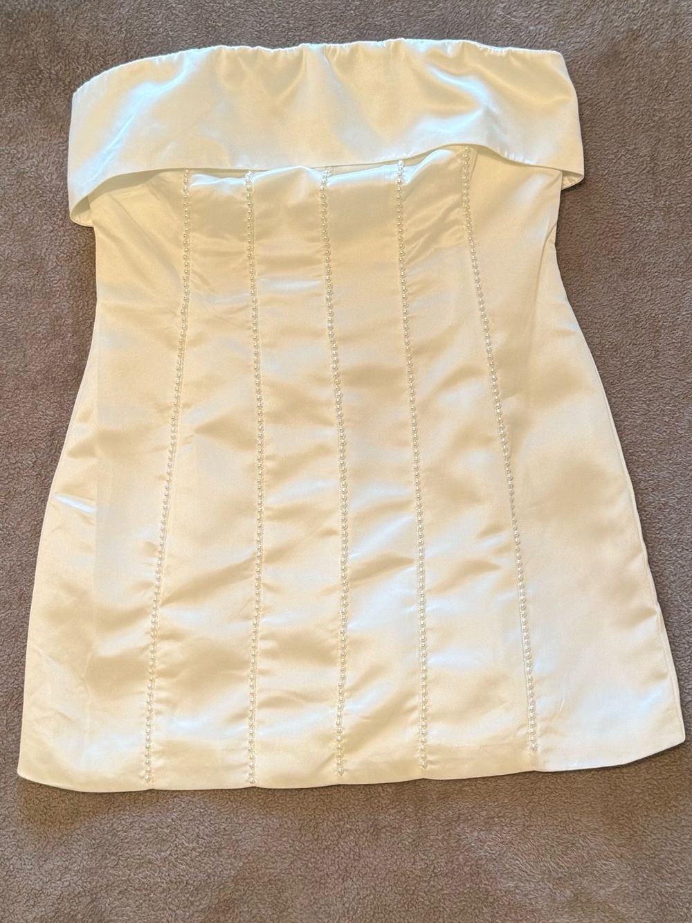 NWT Peppermayo Bombshell Tube Mini Dress | Ivory Satin | Size 8